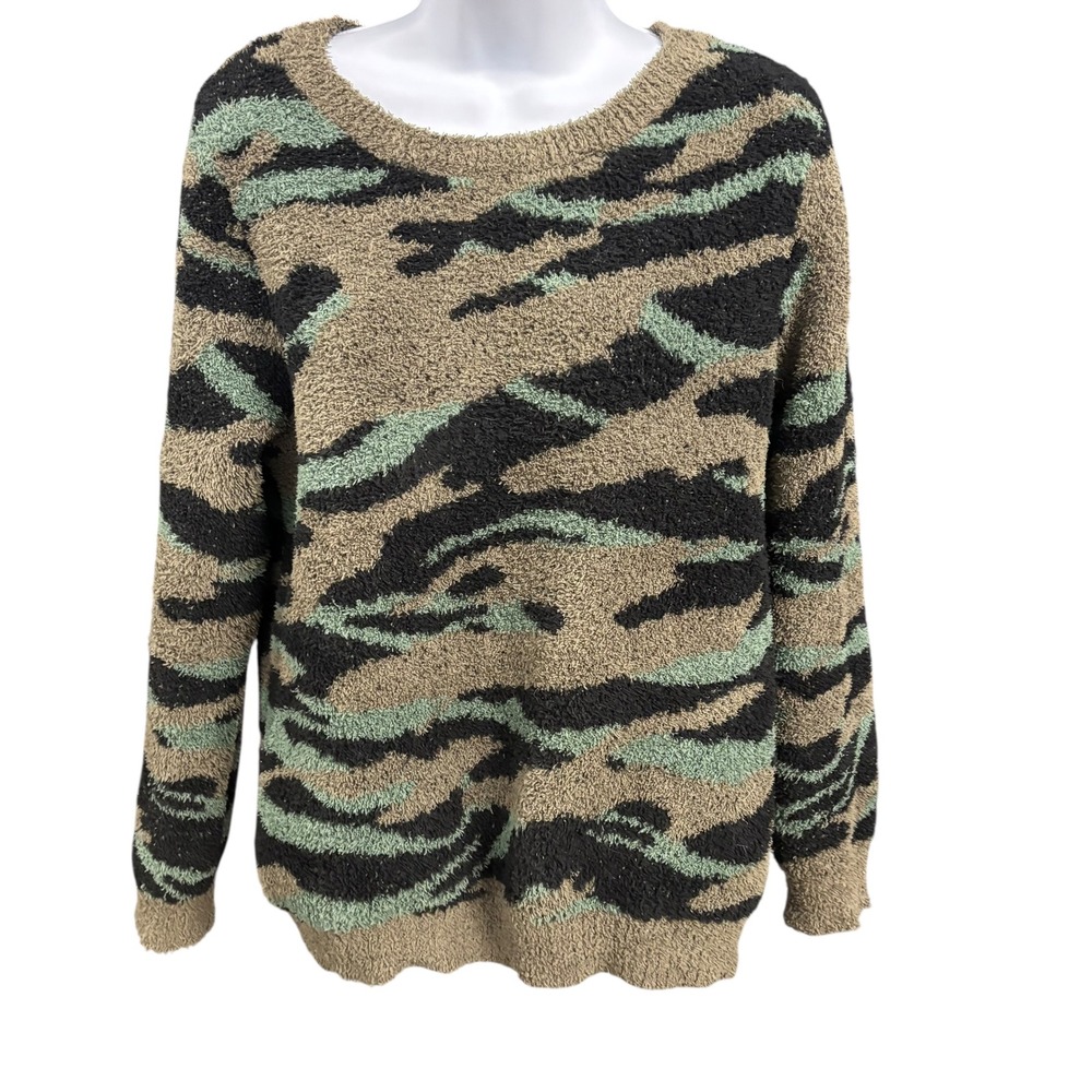 Barefoot Dreams CozyChic‎ Camo Print Pullover Sweater Women's Small